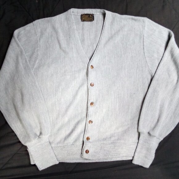 Vintage JC Penney Cardigan Sweater Gray - Picture 1 of 4